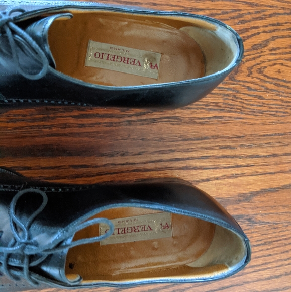 Vintage Vergelio Quarter Brogue Derby Black 42 - Picture 2 of 6